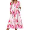 Zeagoo Summer Dresses for Women 2026 3/4 Sleeve Women’s Dress Casual Midi Tshirt Dresses with Pockets Semi-Formal Sundress(Pink)