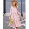 Zeagoo Summer Dresses for Women 2026 3/4 Sleeve Women’s Dress Casual Midi Tshirt Dresses with Pockets Semi-Formal Sundress(Pink Floral)