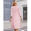 Zeagoo Summer Dresses for Women 2026 3/4 Sleeve Women’s Dress Casual Midi Tshirt Dresses with Pockets Semi-Formal Sundress(Pink Floral)