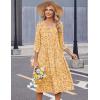 Zeagoo Summer Dresses for Women 2026 3/4 Sleeve Women’s Dress Casual Midi Tshirt Dresses with Pockets Semi-Formal Sundress(Yellow Floral)