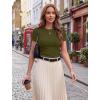 Zeagoo Women Short Sleeve Tops Crewneck Ribbed Knit Fitted Tshirts Dressy Casual Basic Tee 2026 Summer Clothes(Army Green)
