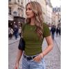 Zeagoo Women Short Sleeve Tops Crewneck Ribbed Knit Fitted Tshirts Dressy Casual Basic Tee 2026 Summer Clothes(Army Green)