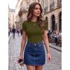 Zeagoo Women Short Sleeve Tops Crewneck Ribbed Knit Fitted Tshirts Dressy Casual Basic Tee 2026 Summer Clothes(Army Green)