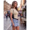 Zeagoo Women Short Sleeve Tops Crewneck Ribbed Knit Fitted Tshirts Dressy Casual Basic Tee 2026 Summer Clothes(Beige)