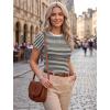 Zeagoo Women Short Sleeve Tops Crewneck Ribbed Knit Fitted Tshirts Dressy Casual Basic Tee 2026 Summer Clothes(Black Stripe)