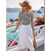 Zeagoo Women Short Sleeve Tops Crewneck Ribbed Knit Fitted Tshirts Dressy Casual Basic Tee 2026 Summer Clothes(Black Stripe)