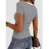 Zeagoo Women Short Sleeve Tops Crewneck Ribbed Knit Fitted Tshirts Dressy Casual Basic Tee 2026 Summer Clothes(Black Stripe)