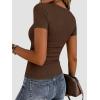 Zeagoo Women Short Sleeve Tops Crewneck Ribbed Knit Fitted Tshirts Dressy Casual Basic Tee 2026 Summer Clothes(Brown)