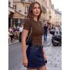 Zeagoo Women Short Sleeve Tops Crewneck Ribbed Knit Fitted Tshirts Dressy Casual Basic Tee 2026 Summer Clothes(Brown)