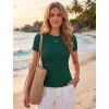 Zeagoo Women Short Sleeve Tops Crewneck Ribbed Knit Fitted Tshirts Dressy Casual Basic Tee 2026 Summer Clothes(Dark Green)