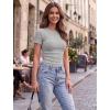 Zeagoo Women Short Sleeve Tops Crewneck Ribbed Knit Fitted Tshirts Dressy Casual Basic Tee 2026 Summer Clothes(Grey)