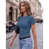 Zeagoo Women Short Sleeve Tops Crewneck Ribbed Knit Fitted Tshirts Dressy Casual Basic Tee 2026 Summer Clothes(Grey Blue)