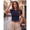 Zeagoo Women Short Sleeve Tops Crewneck Ribbed Knit Fitted Tshirts Dressy Casual Basic Tee 2026 Summer Clothes(Navy Blue)