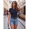 Zeagoo Women Short Sleeve Tops Crewneck Ribbed Knit Fitted Tshirts Dressy Casual Basic Tee 2026 Summer Clothes(Navy Blue)