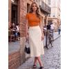 Zeagoo Women Short Sleeve Tops Crewneck Ribbed Knit Fitted Tshirts Dressy Casual Basic Tee 2026 Summer Clothes(Orange)