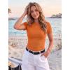 Zeagoo Women Short Sleeve Tops Crewneck Ribbed Knit Fitted Tshirts Dressy Casual Basic Tee 2026 Summer Clothes(Orange)