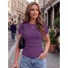 Zeagoo Women Short Sleeve Tops Crewneck Ribbed Knit Fitted Tshirts Dressy Casual Basic Tee 2026 Summer Clothes(Purple)