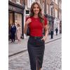 Zeagoo Women Short Sleeve Tops Crewneck Ribbed Knit Fitted Tshirts Dressy Casual Basic Tee 2026 Summer Clothes(Red)