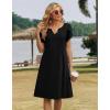 Zeagoo Women’s Casual Dresses with Pockets Summer Floral V-Neck A-Line Tshirt Dress Short Sleeve Mini Dress Beach Sundress(A02-black)