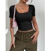 Zeagoo Womens Tops Short Sleeve Scoop Neck Shirts Ribbed Knit Fitted Basic Tees Casual Summer Work Clothes(1-black)