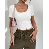 Zeagoo Womens Tops Short Sleeve Scoop Neck Shirts Ribbed Knit Fitted Basic Tees Casual Summer Work Clothes(1-white)