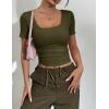 Zeagoo Womens Tops Short Sleeve Scoop Neck Shirts Ribbed Knit Fitted Basic Tees Casual Summer Work Clothes(Army Green)