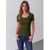 Zeagoo Womens Tops Short Sleeve Scoop Neck Shirts Ribbed Knit Fitted Basic Tees Casual Summer Work Clothes(Army Green)
