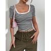 Zeagoo Womens Tops Short Sleeve Scoop Neck Shirts Ribbed Knit Fitted Basic Tees Casual Summer Work Clothes(Black White Stripes)