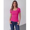 Zeagoo Womens Tops Short Sleeve Scoop Neck Shirts Ribbed Knit Fitted Basic Tees Casual Summer Work Clothes(Hot Pink)