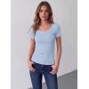 Zeagoo Womens Tops Short Sleeve Scoop Neck Shirts Ribbed Knit Fitted Basic Tees Casual Summer Work Clothes(Light Blue)