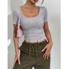 Zeagoo Womens Tops Short Sleeve Scoop Neck Shirts Ribbed Knit Fitted Basic Tees Casual Summer Work Clothes(Light Grey)