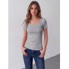 Zeagoo Womens Tops Short Sleeve Scoop Neck Shirts Ribbed Knit Fitted Basic Tees Casual Summer Work Clothes(Light Grey)