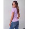 Zeagoo Womens Tops Short Sleeve Scoop Neck Shirts Ribbed Knit Fitted Basic Tees Casual Summer Work Clothes(Light Purple)