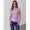Zeagoo Womens Tops Short Sleeve Scoop Neck Shirts Ribbed Knit Fitted Basic Tees Casual Summer Work Clothes(Light Purple)
