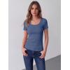 Zeagoo Womens Tops Short Sleeve Scoop Neck Shirts Ribbed Knit Fitted Basic Tees Casual Summer Work Clothes(Navy)