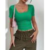 Zeagoo Womens Tops Short Sleeve Scoop Neck Shirts Ribbed Knit Fitted Basic Tees Casual Summer Work Clothes(Oasis)