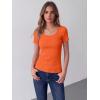 Zeagoo Womens Tops Short Sleeve Scoop Neck Shirts Ribbed Knit Fitted Basic Tees Casual Summer Work Clothes(Orange)