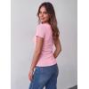 Zeagoo Womens Tops Short Sleeve Scoop Neck Shirts Ribbed Knit Fitted Basic Tees Casual Summer Work Clothes(Pink)