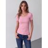 Zeagoo Womens Tops Short Sleeve Scoop Neck Shirts Ribbed Knit Fitted Basic Tees Casual Summer Work Clothes(Pink)
