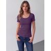 Zeagoo Womens Tops Short Sleeve Scoop Neck Shirts Ribbed Knit Fitted Basic Tees Casual Summer Work Clothes(Purple)