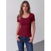 Zeagoo Womens Tops Short Sleeve Scoop Neck Shirts Ribbed Knit Fitted Basic Tees Casual Summer Work Clothes(Wine Red)
