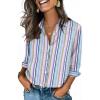 Zeagoo Button Down Shirts for Women 3/4 Sleeve Tops V Neck Collared Blouses Business Casual Outfits(Tz267)