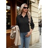 Zeagoo Button Down Shirts for Women Long Sleeve Dress Shirts Classic fit Collared Blouses Casual Business Work Tops S-3XL(A-black)