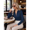 Zeagoo Button Down Shirts for Women Long Sleeve Dress Shirts Classic fit Collared Blouses Casual Business Work Tops S-3XL(A-navy Blue)