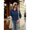 Zeagoo Button Down Shirts for Women Long Sleeve Dress Shirts Classic fit Collared Blouses Casual Business Work Tops S-3XL(A-navy Blue)