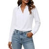 Zeagoo Button Down Shirts for Women Long Sleeve Dress Shirts Classic fit Collared Blouses Casual Business Work Tops S-3XL(A-white)