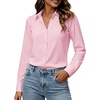 Zeagoo Button Down Shirts for Women Long Sleeve Dress Shirts Classic fit Collared Blouses Casual Business Work Tops S-3XL(Pink)