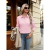 Zeagoo Button Down Shirts for Women Long Sleeve Dress Shirts Classic fit Collared Blouses Casual Business Work Tops S-3XL(Pink)
