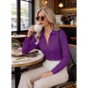 Zeagoo Button Down Shirts for Women Long Sleeve Dress Shirts Classic fit Collared Blouses Casual Business Work Tops S-3XL(Purple)