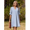 Zeagoo Summer Dresses for Women 2026 V Neck Ruffle Sleeve Loose Shift Dress Hawaiian Sundress Beach Vacation Clothes(A01-blue and White Stripes)